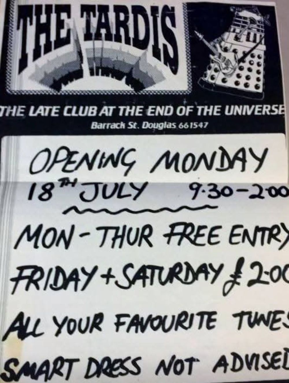 The Tardis opening flyer, 1994